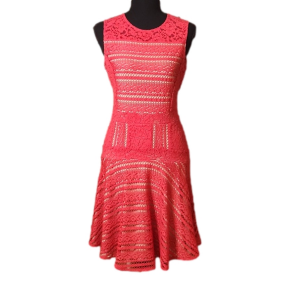 BCBGMaxAzria Dresses & Skirts - NWT BCBG Maxazria geometic cut red lace dress, size small